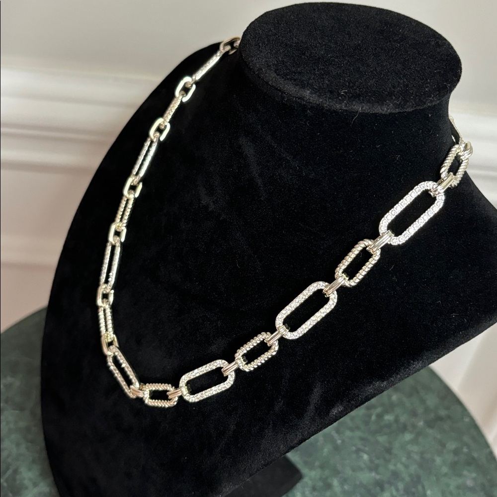 Ralph Lauren Silver Crystal Chain Link Necklace